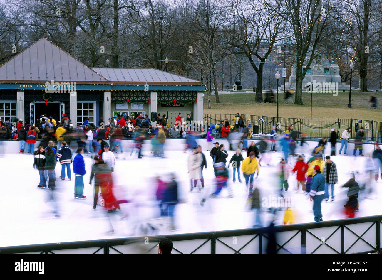 Outdoor ice skating rink on Boston Common Stock Photo Alamy