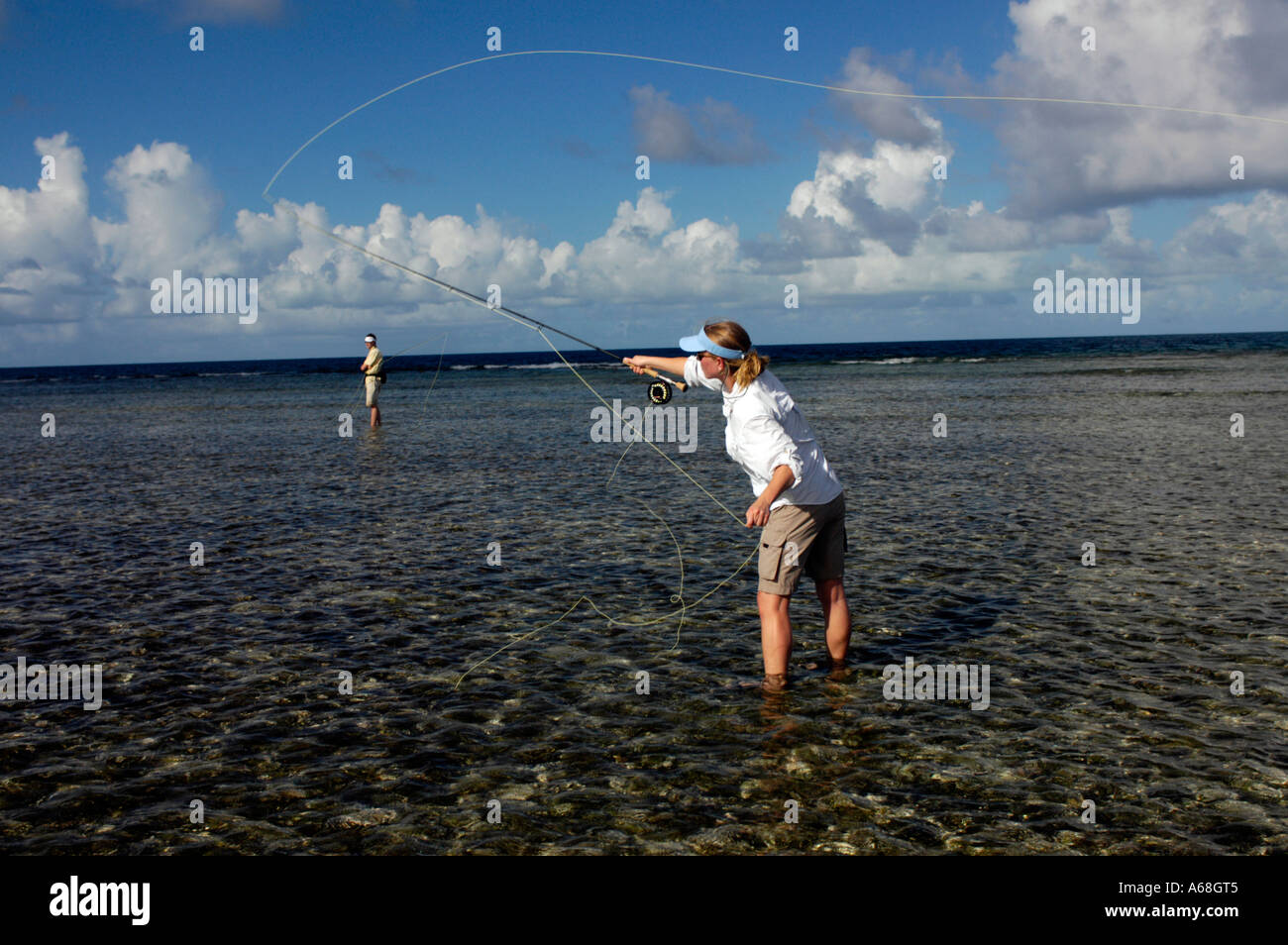 British Virgin Islands Caribbean Woman salt water fly fishing in