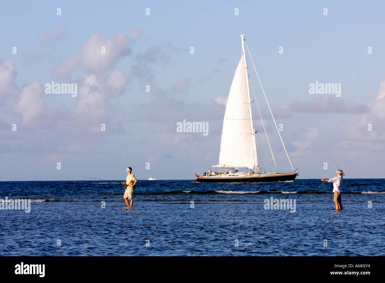 British Virgin Islands, Virgin Gorda Sound. Couple salt water fly