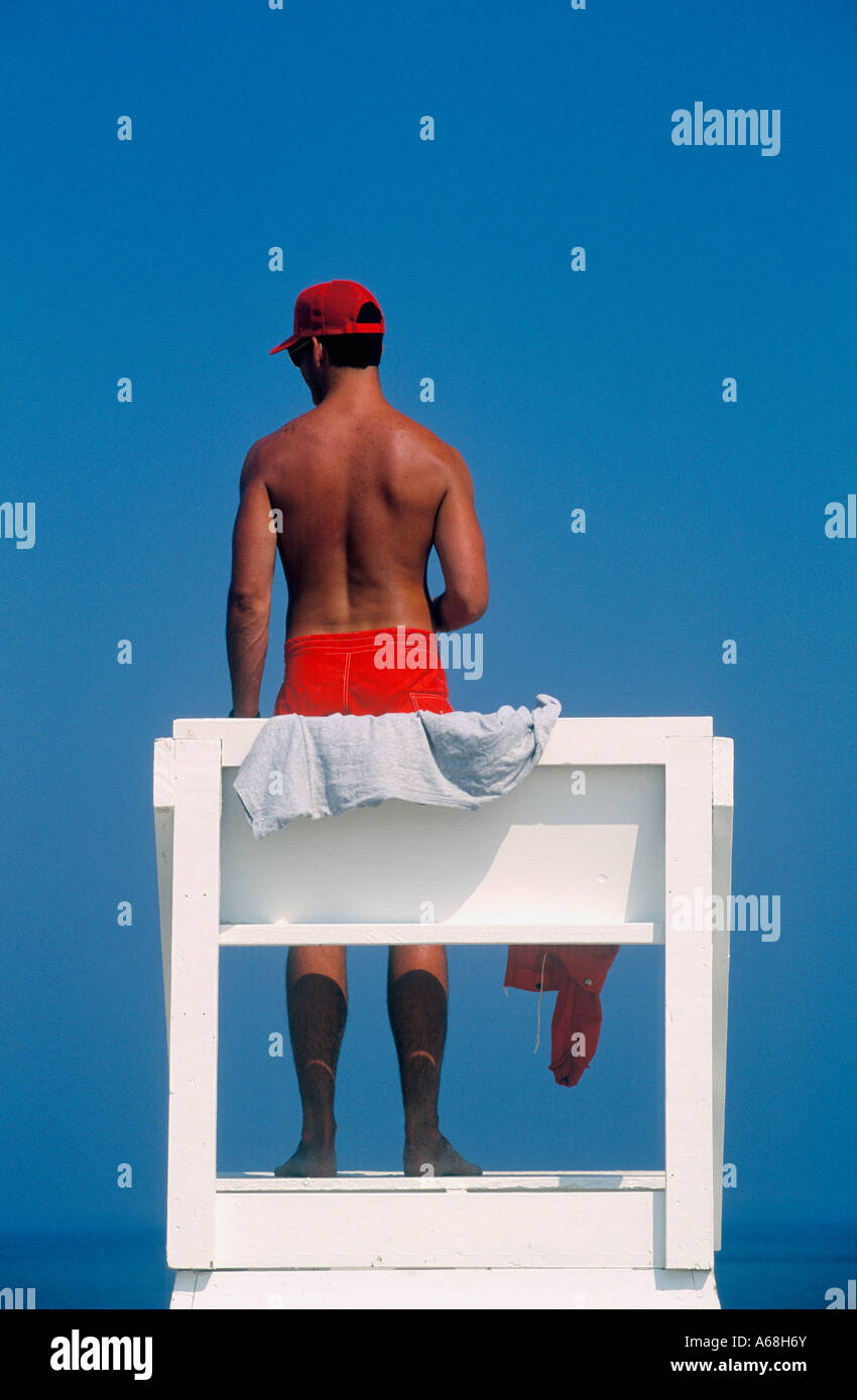 Lifeguard on stand Stock Photo Alamy