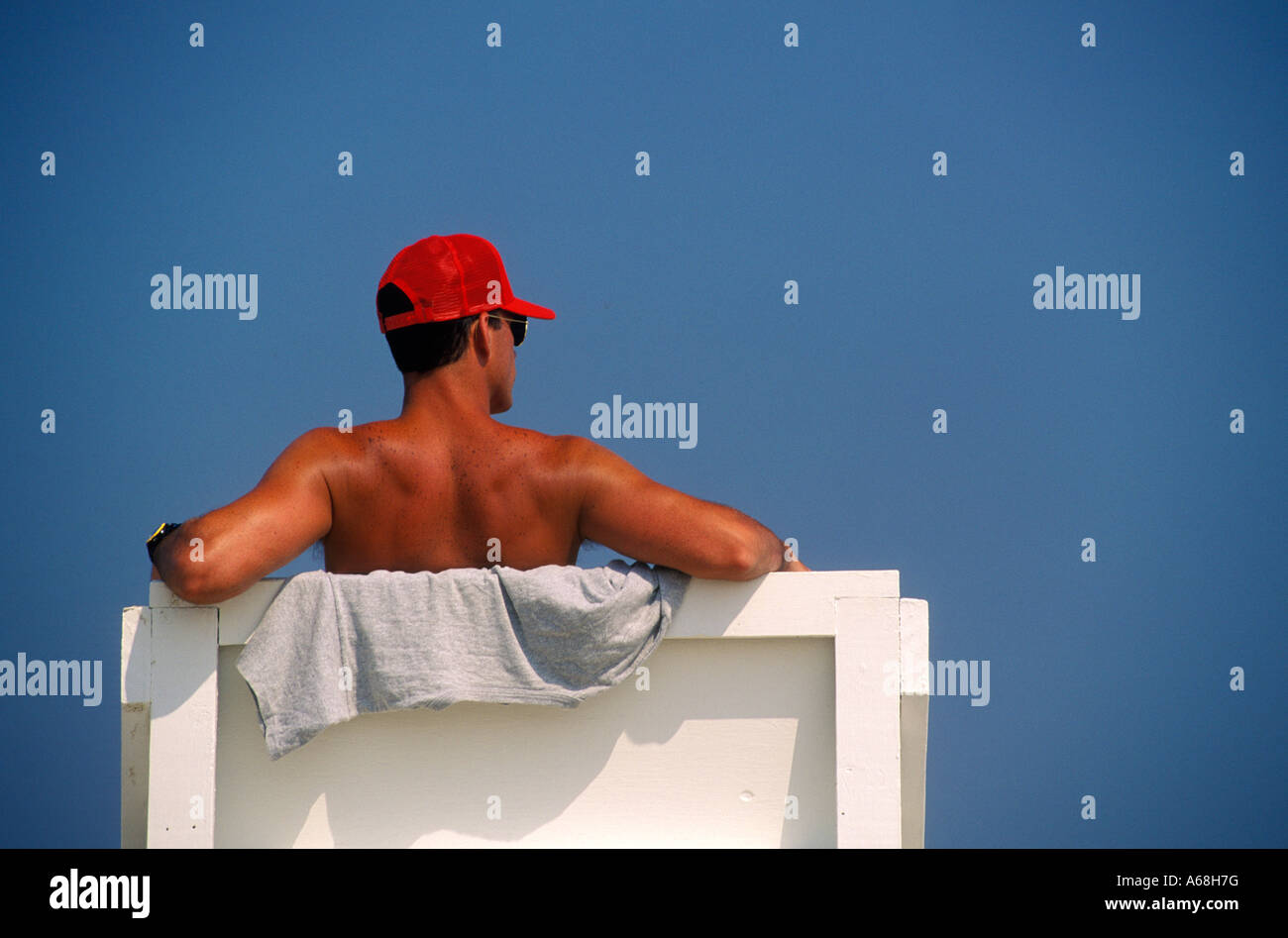 Lifeguard on stand Stock Photo Alamy