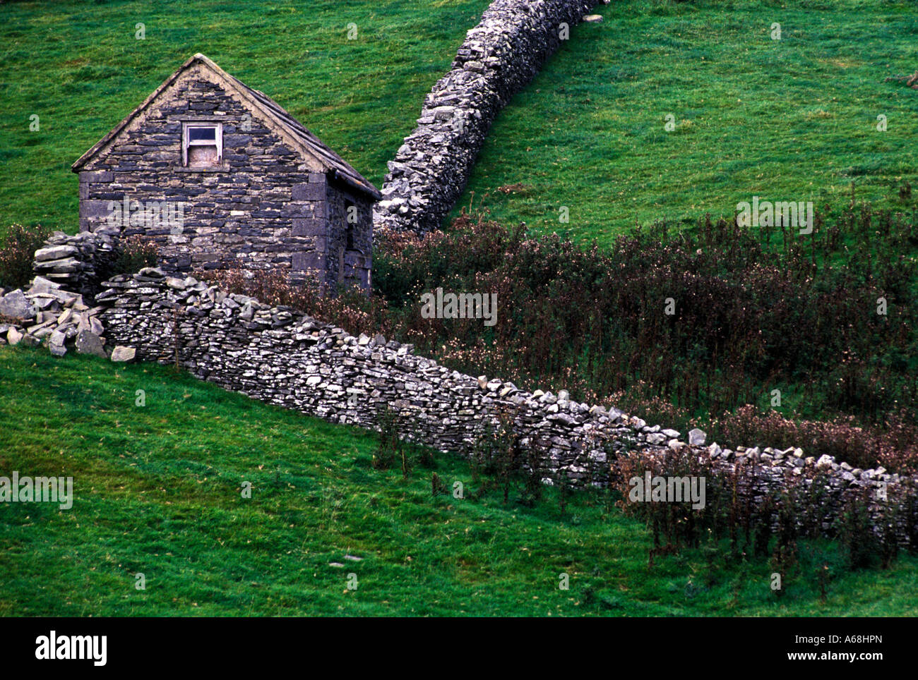 Rustic stone farm shed Ireland Stock Photo Alamy