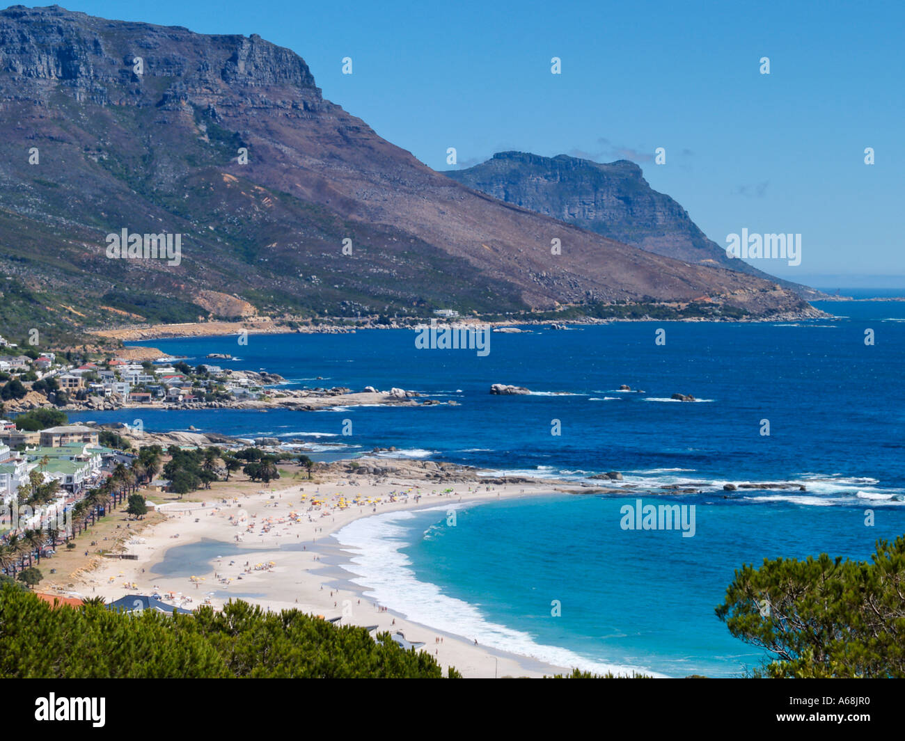 View of Camps Bay and the twelve Apostles from Lions Head Mountain Capetown South Africa Stock Photo