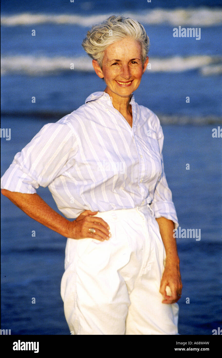 Portrait of healthy senior woman Stock Photo