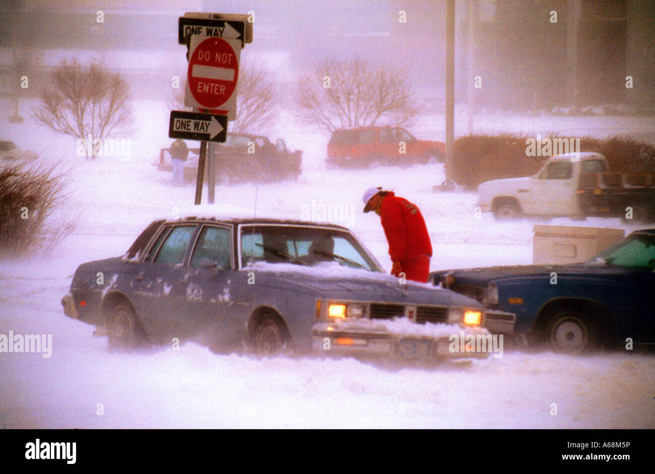 Cars stuck along the road due to heavy snow Blizzard help cold stranded hazard vehicle storm