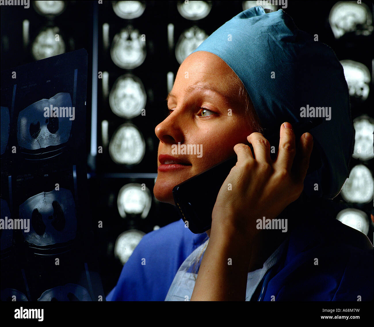 Radiologist on the phone Stock Photo