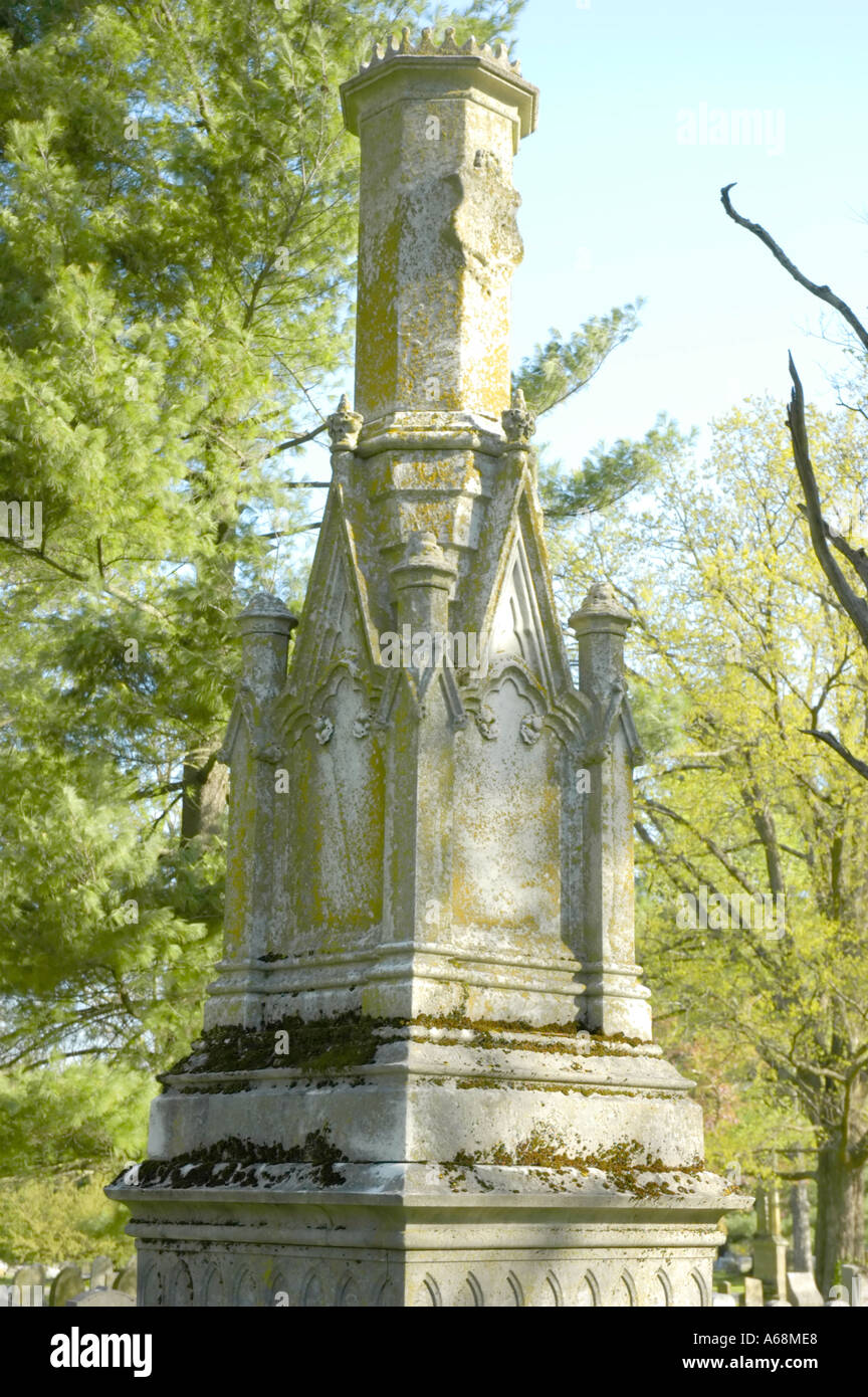 Stone statue of a cathedral Photographed in the Lexington Cemetery in