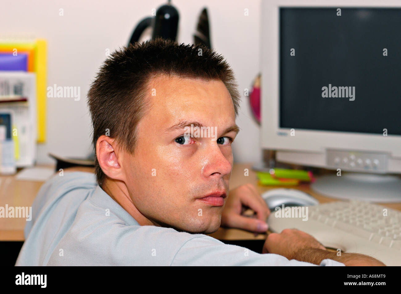 Middle Man Computer Emotion computer hi-res stock photography and images - Alamy