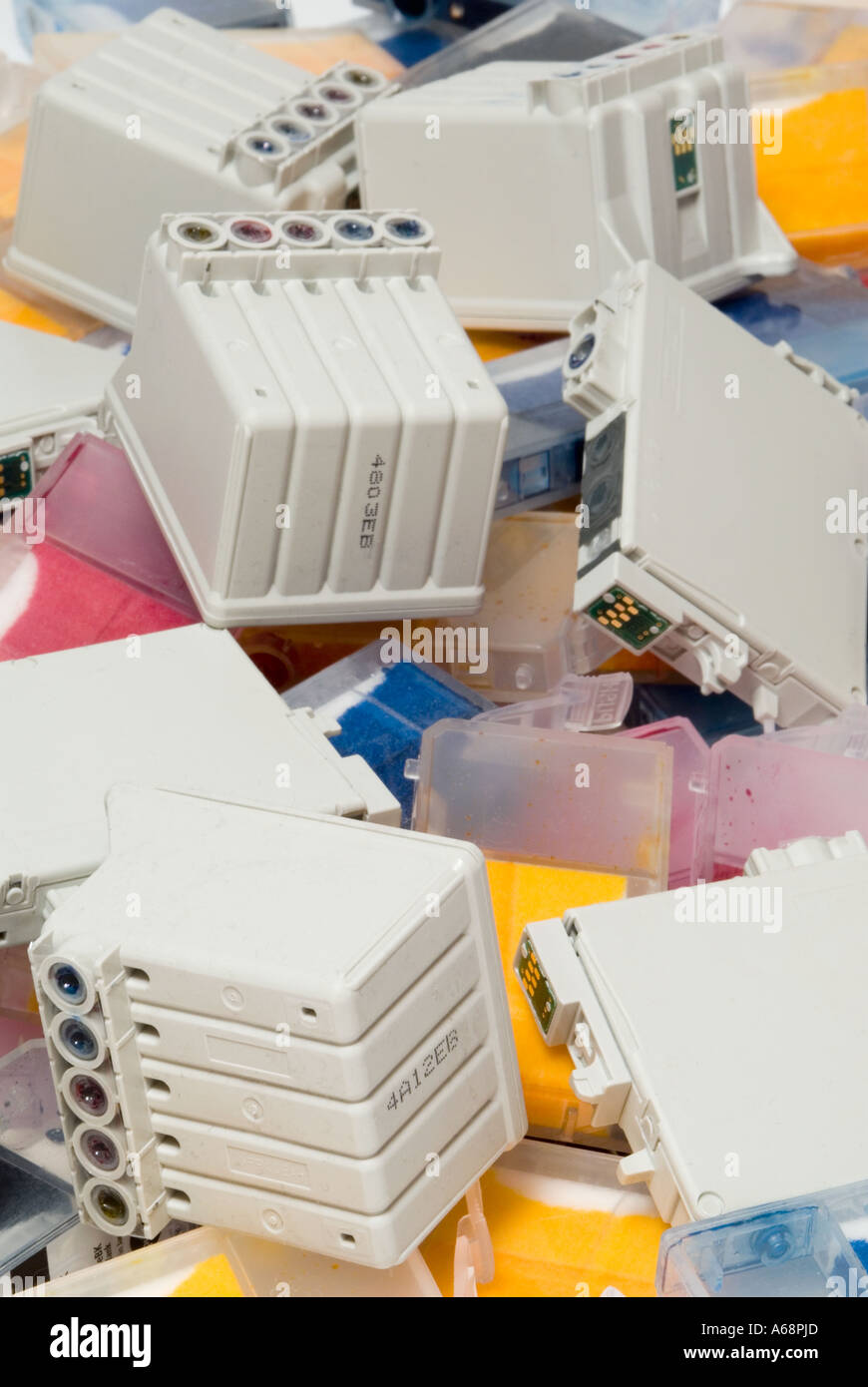 Heap of empty inkjet cartridges for recycling Stock Photo Alamy