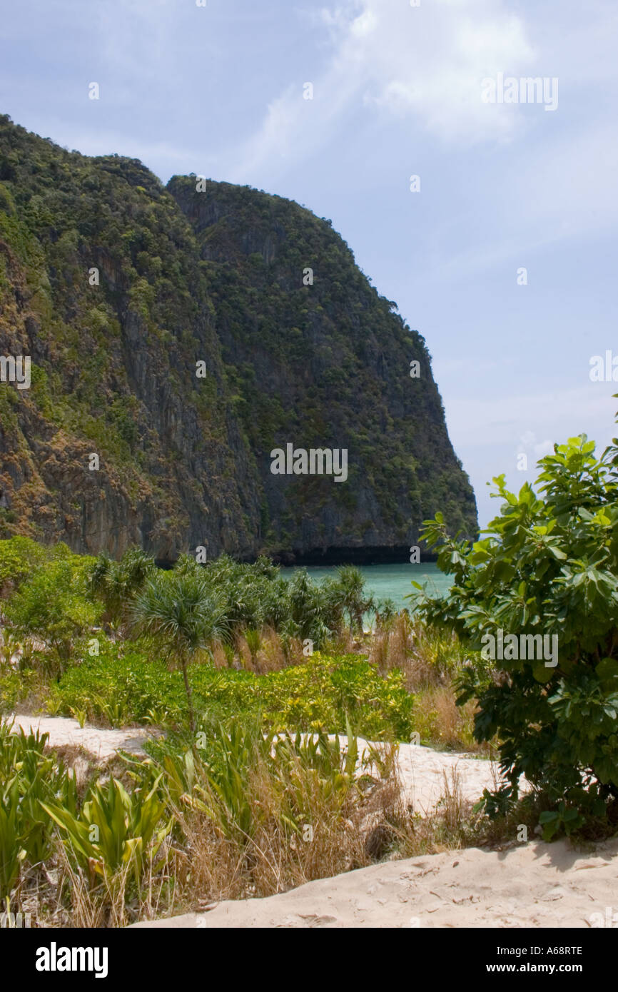 Sheer Karst cliff on a tropical island a short distance from Railay Beach Stock Photo