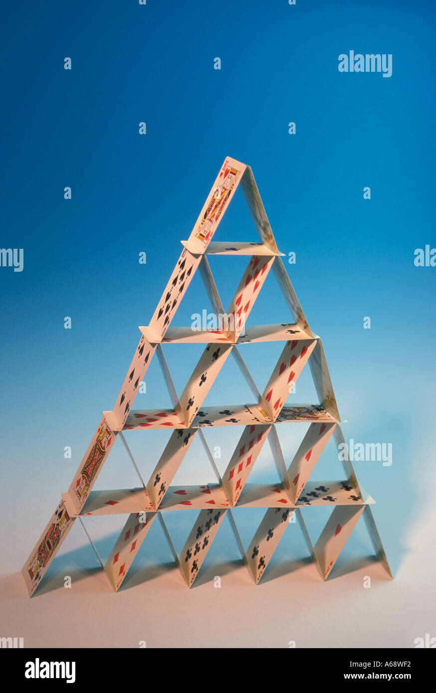 Construction from cards Stock Photo