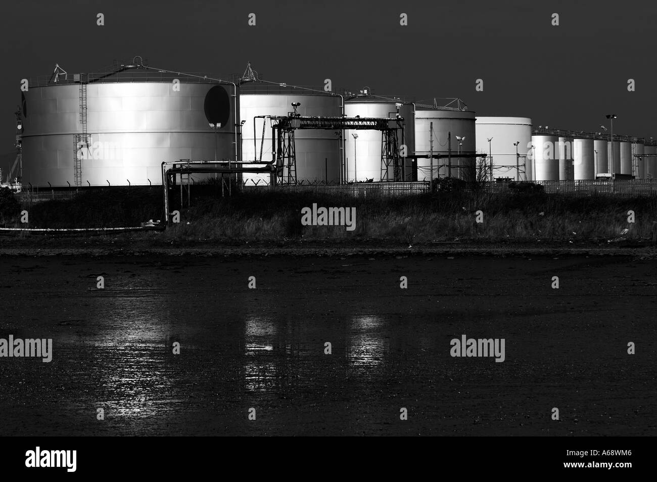 Storage tanks at Harbour Industrial Estate Belfast Stock Photo Alamy