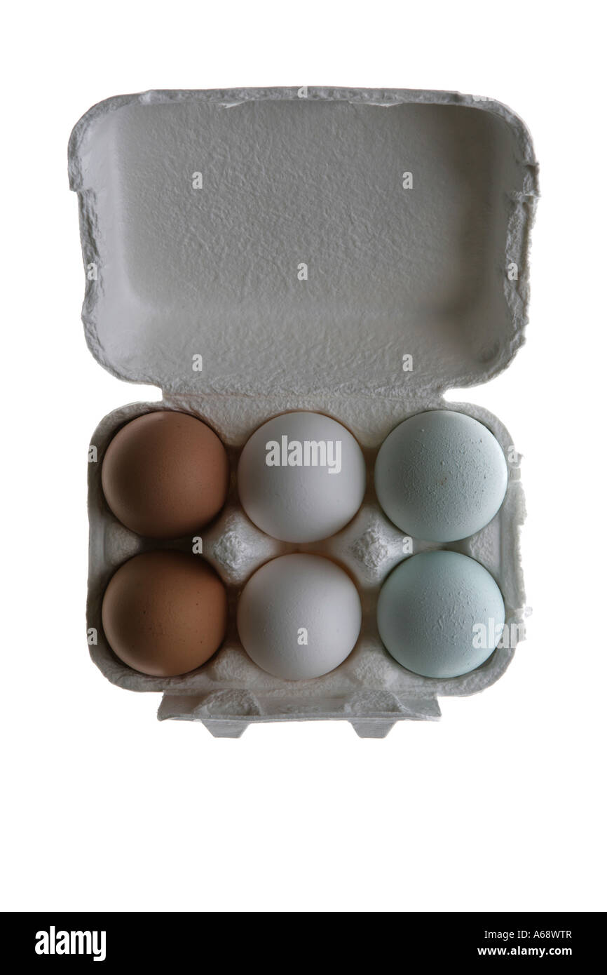 Six eggs in an egg crate Stock Photo Alamy