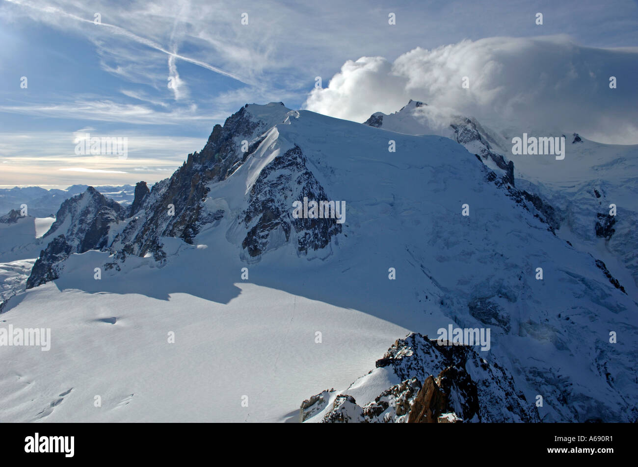Mont Blanc viewed from the Aiguille du Midi, near Chamonix, Haute ...