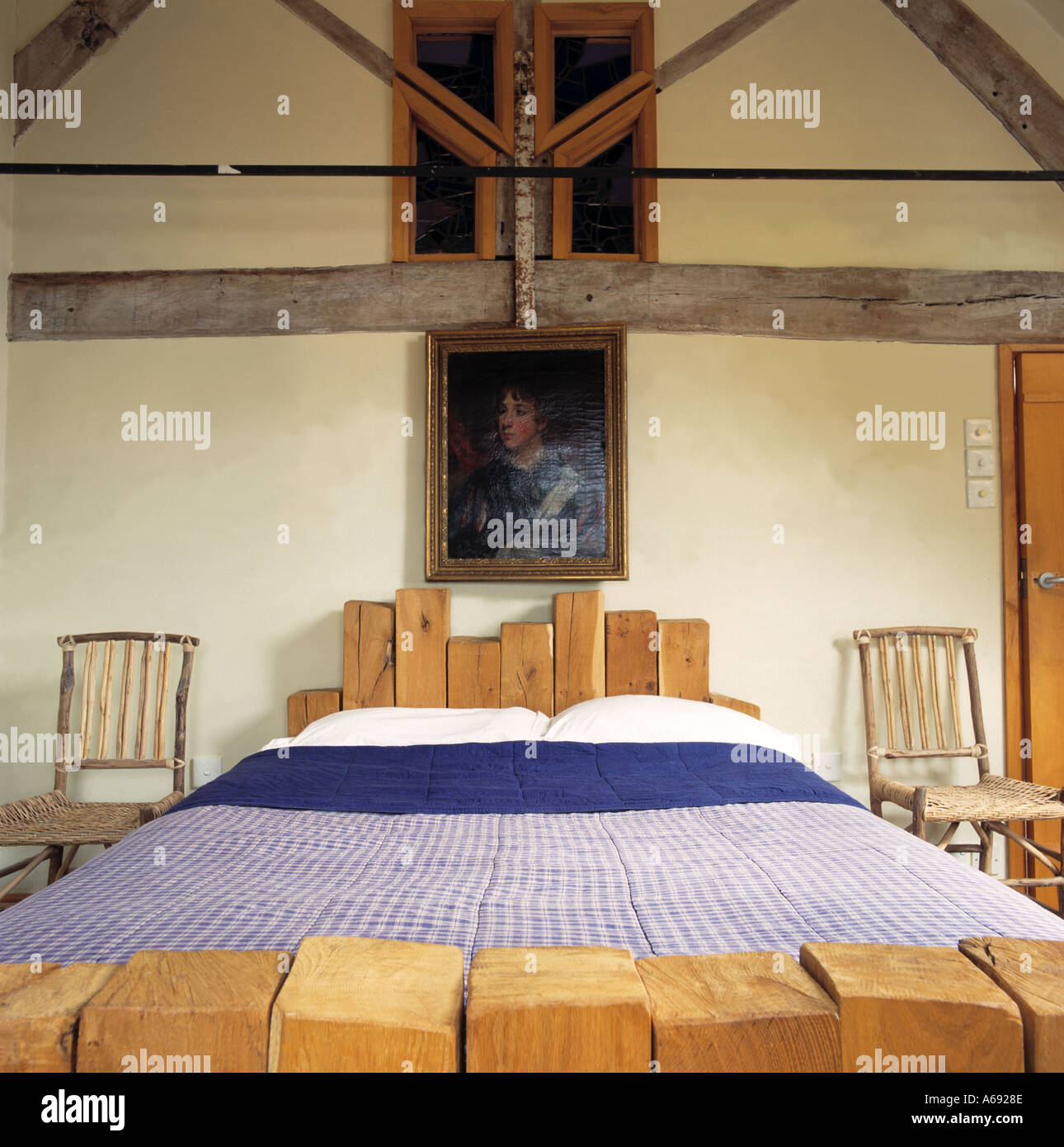 Wooden Bed Stock Photo