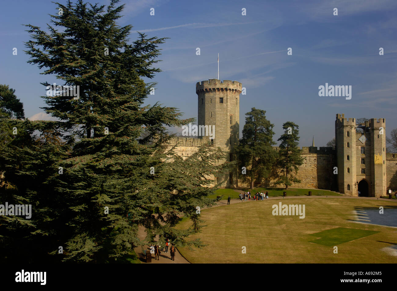 Guy's Tower and the Barbican, Warwick Castle, Warwick, Warwickshire, England, UK Stock Photo Alamy