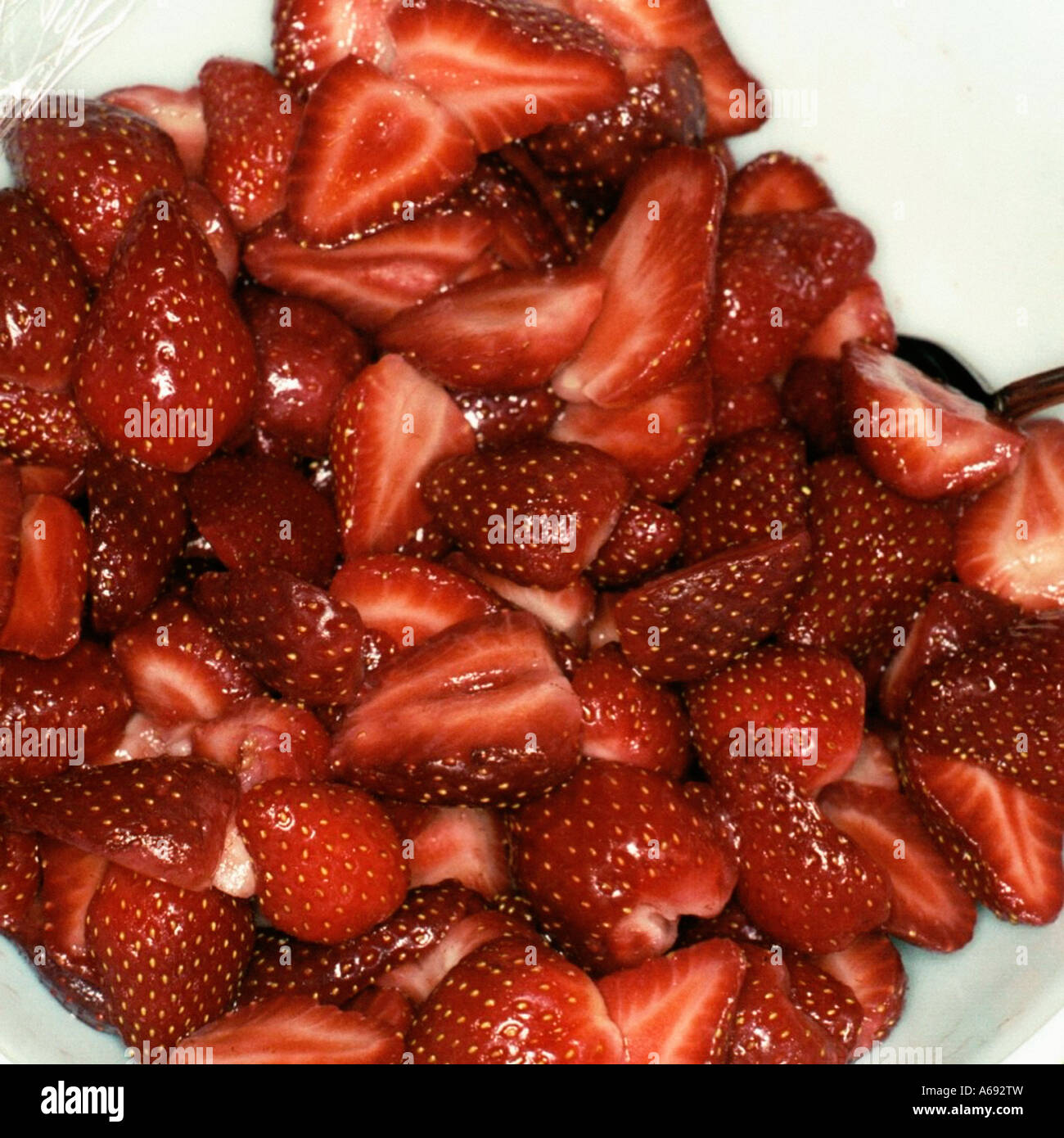 Closeup Still Life of Sliced Red Strawberries Stock Photo - Alamy