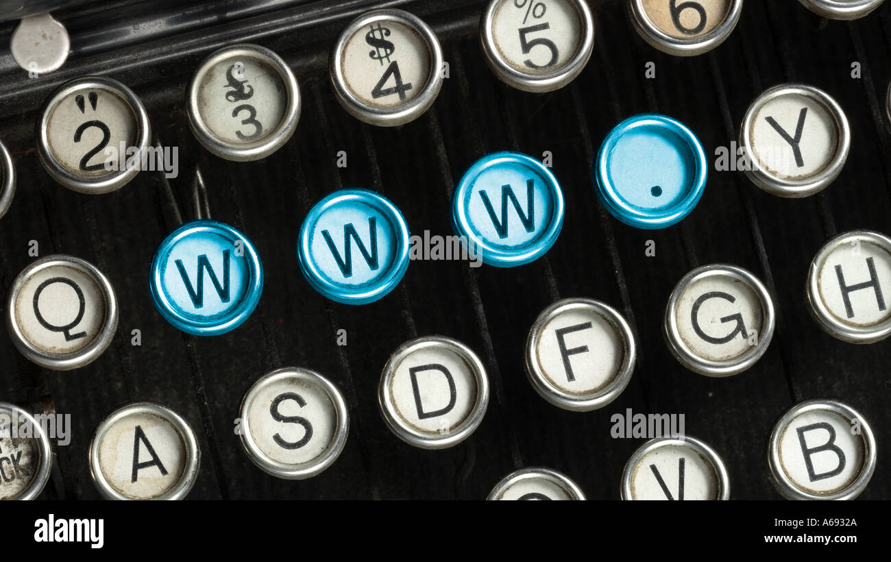 keys of an old typewriter letters replaced with www. Stock Photo