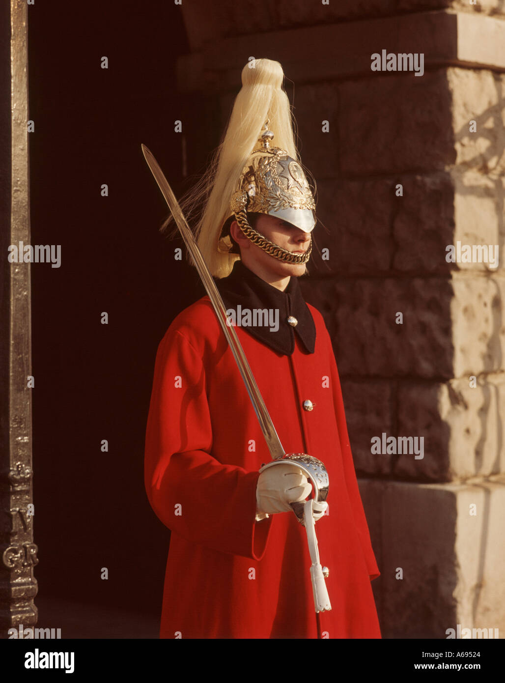 Guard at Buckingham Palace London Stock Photo