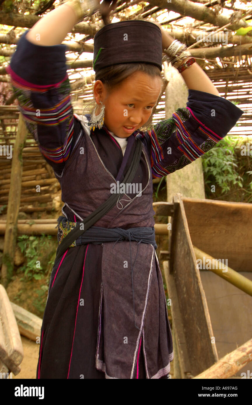 Black Hmong Indigenous people, Lao Chai, Sapa, Vietnam. Stock Photo