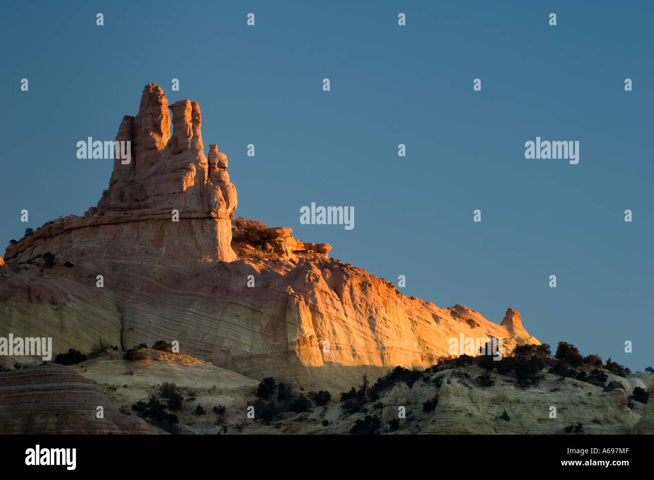 Church Rock at sunrise Red Rock State Park Gallup New Mexico Stock