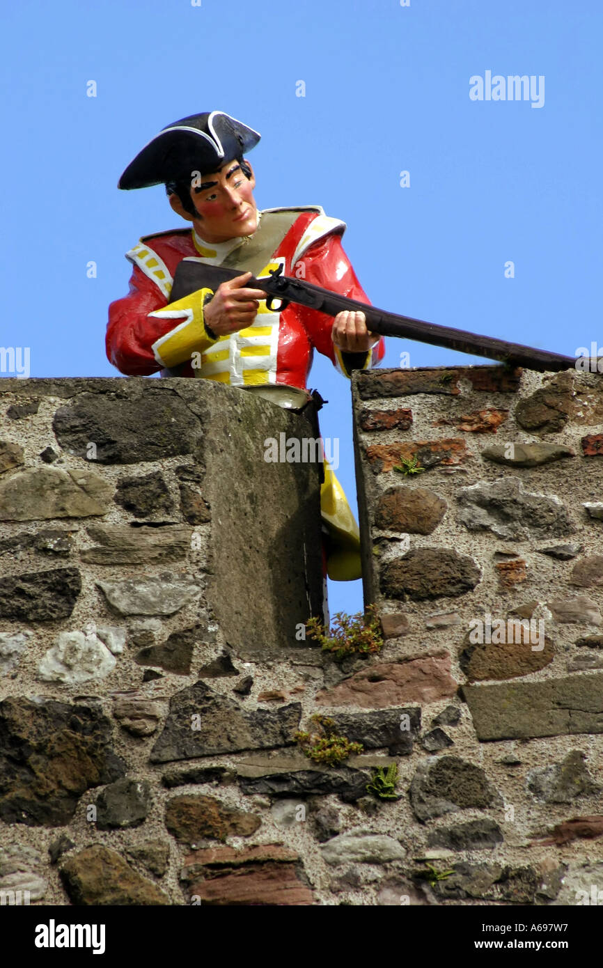 soldier mannequin on castle battlements at Carrickfergus Castle