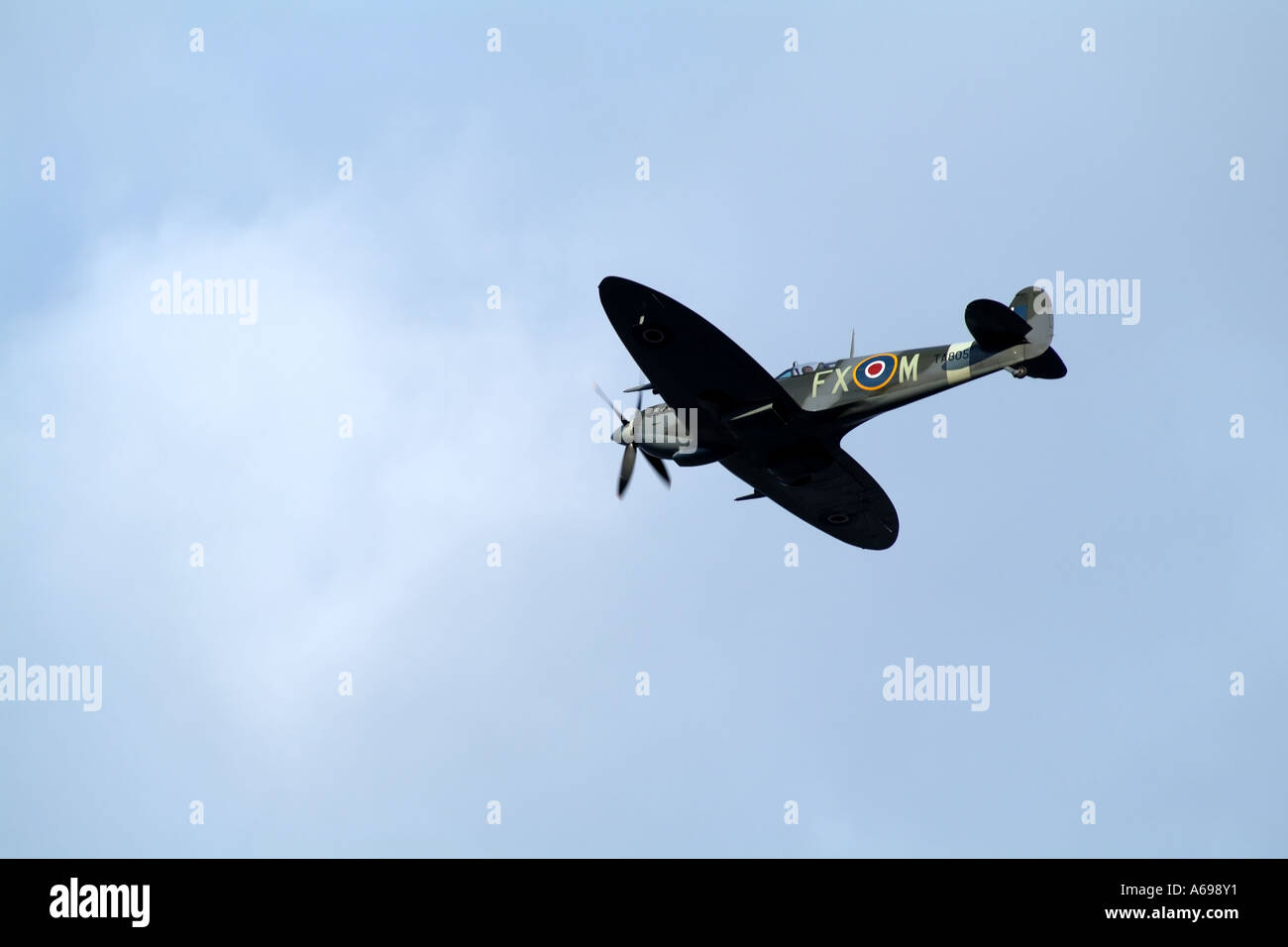 Spitfire aircraft World War II era in flight Hampshire southern England