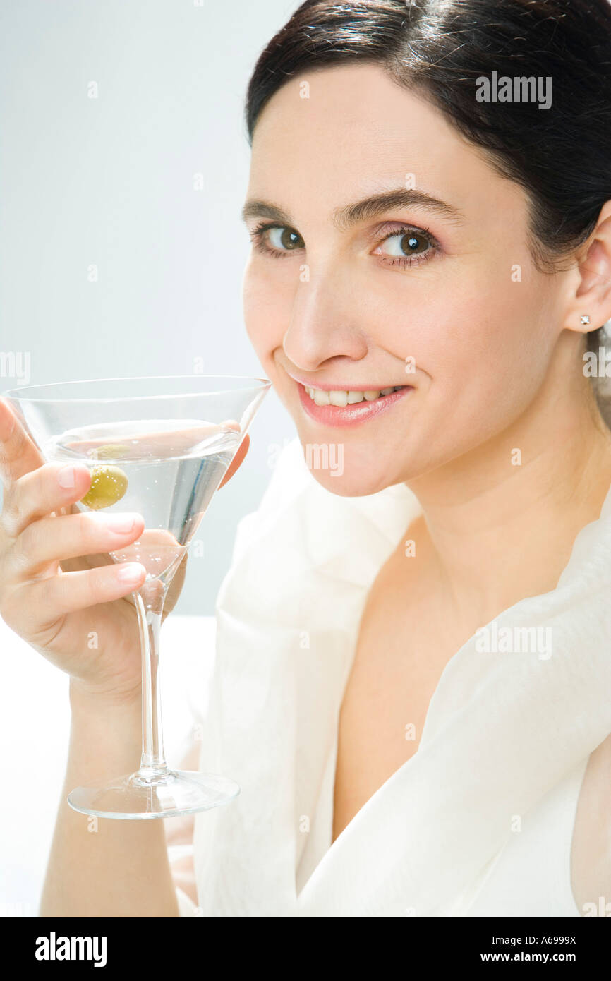 woman drinking martini Stock Photo Alamy