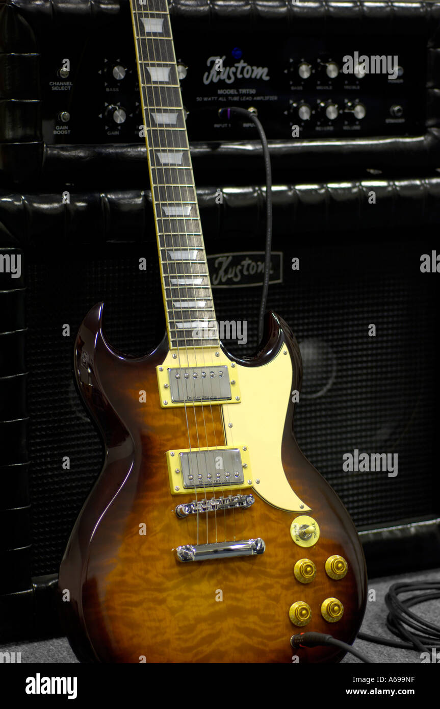 guitar and amp Stock Photo Alamy