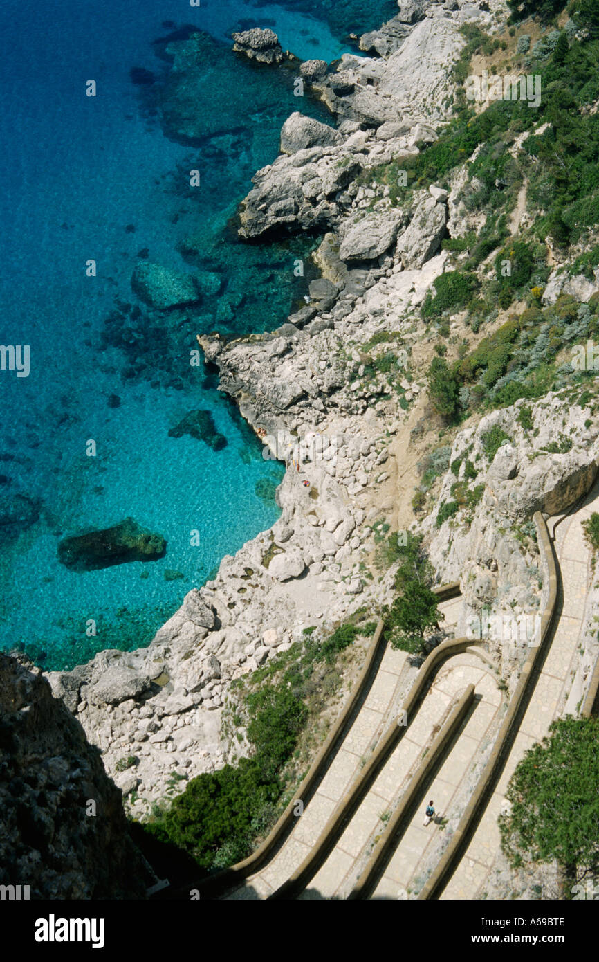 Capri Italy Via Krupp the winding path that leads to Marina Piccola Stock Photo