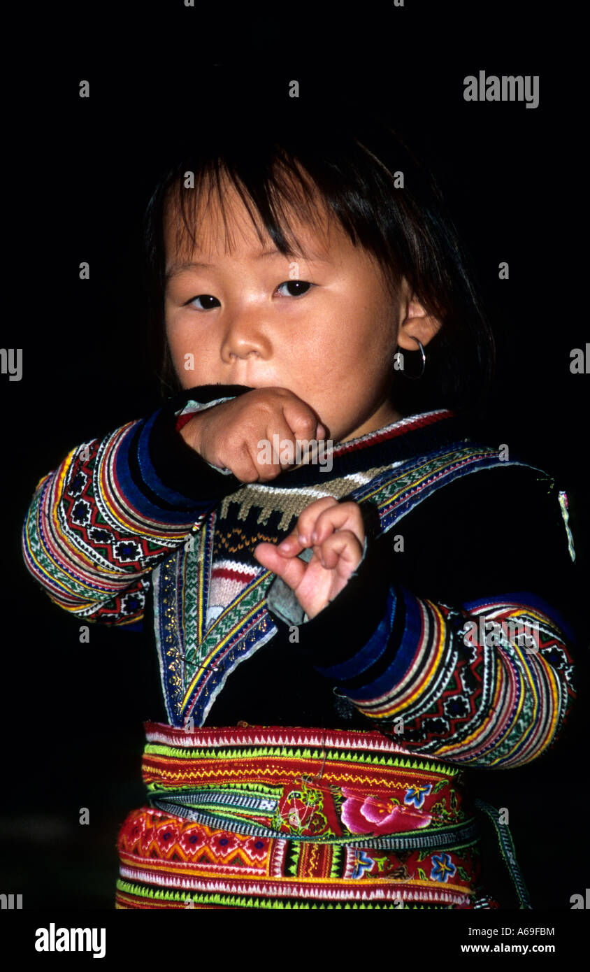 Hmong girl dressed in traditional clothes. Vietnam Stock Photo