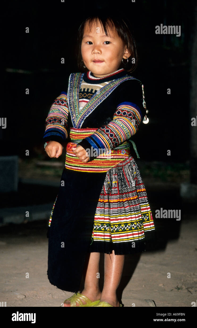 Hmong girl dressed in traditional clothes. Vietnam Stock Photo