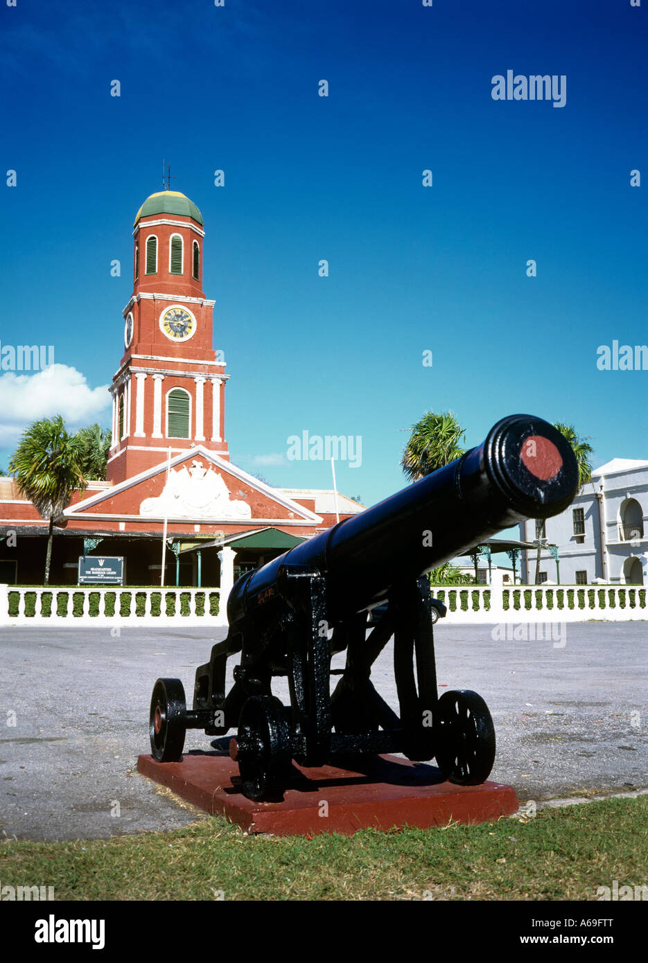 Barbados Bridgetown Garrison Savannah Cannon the Clock Tower Stock