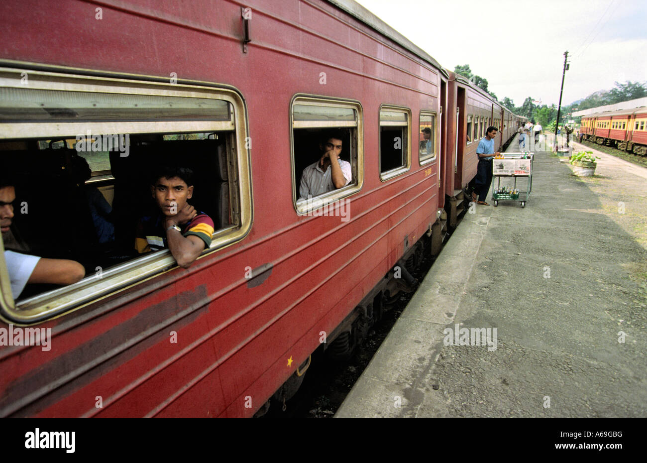 Sri Lanka Kandy transport train waiting at the station Stock Photo