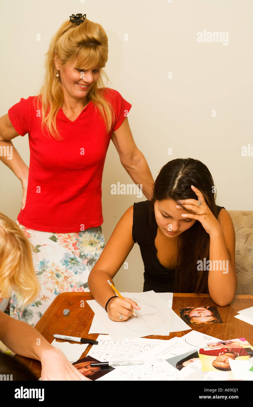 Woman teaching an art class stock photo alamy