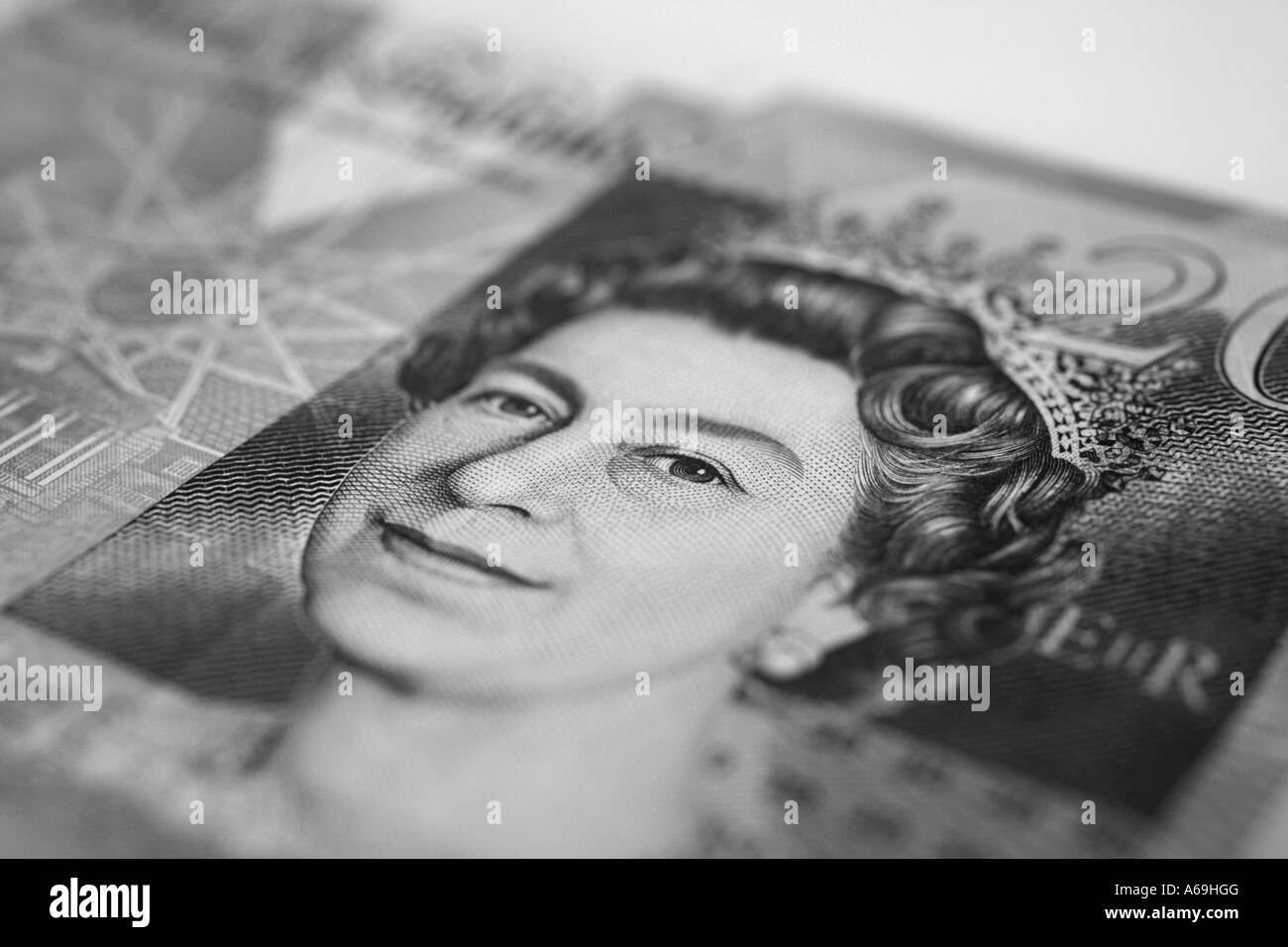 Close up of the new Bank of England Twenty Pound note, March 2007 Stock Photo