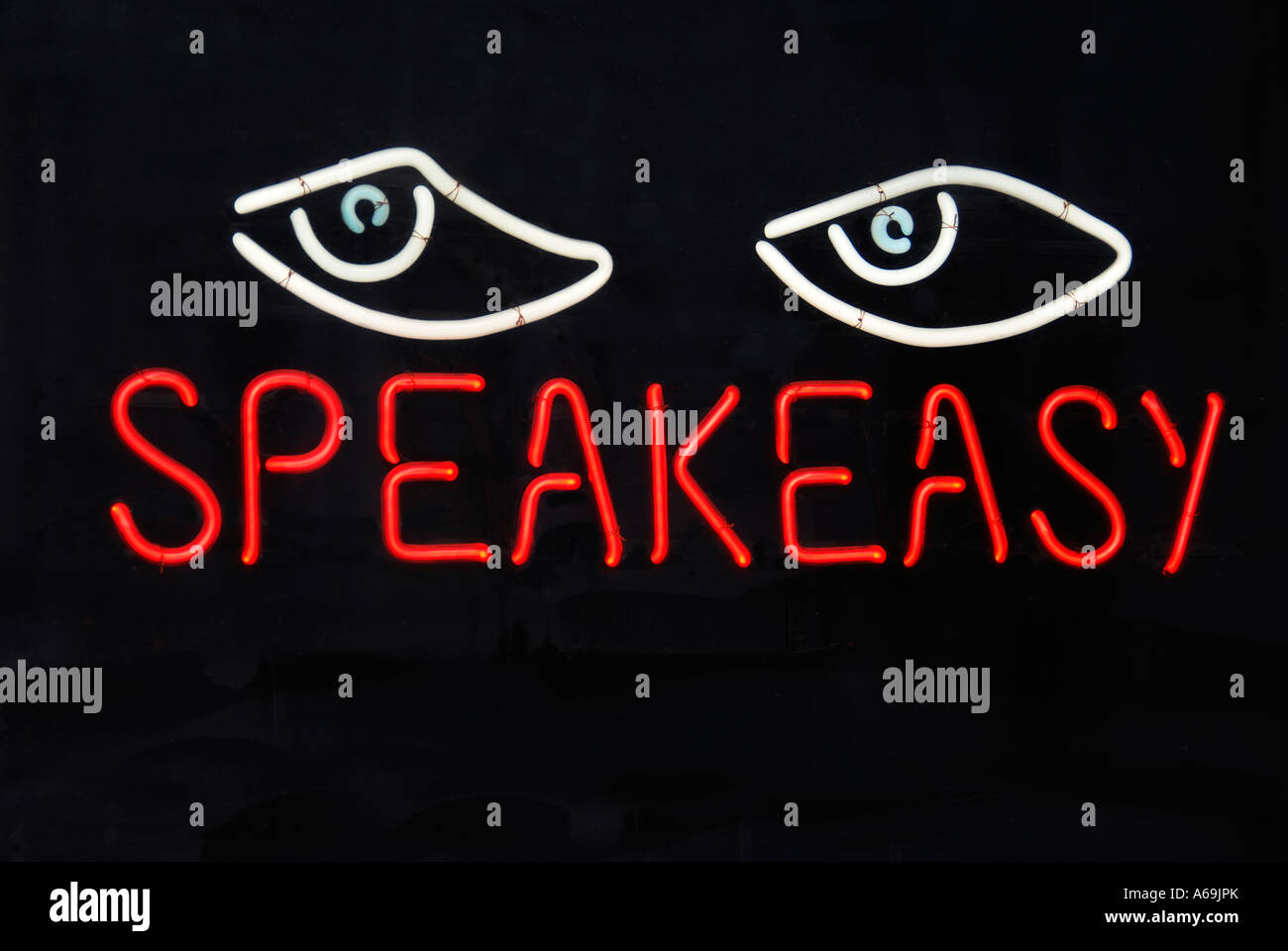 'Neon ^Speakeasy sign, 'dark background', USA' Stock Photo