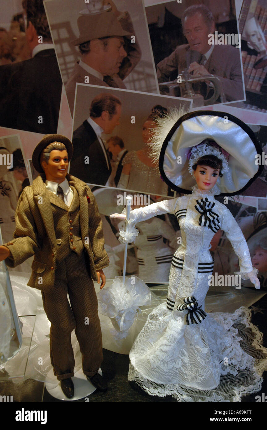 Ken as Henry Higgins (Rex Harrison) and Barbie as Eliza Doolittle (Audrey Hepburn) from 'My fair lady' movie Stock Photo