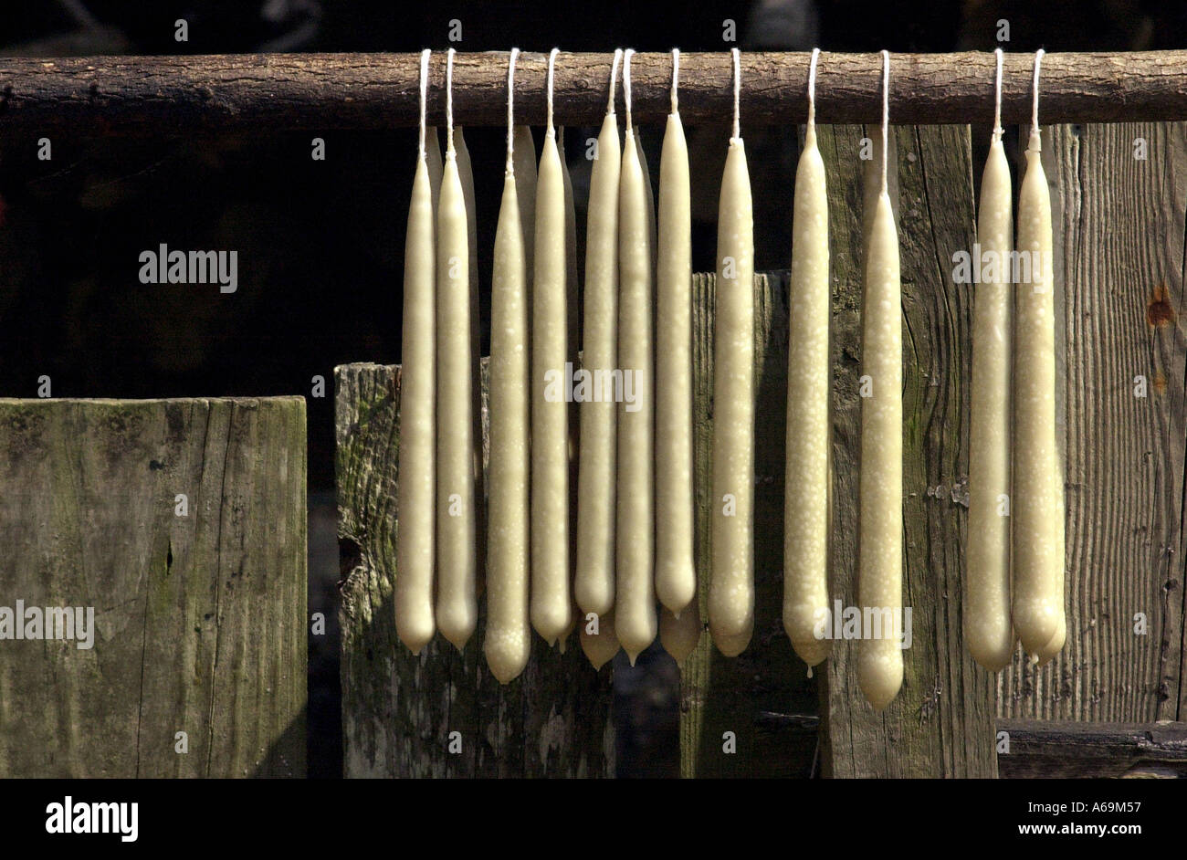 Handmade candles drying Charleston SC. Digital photograph Stock Photo