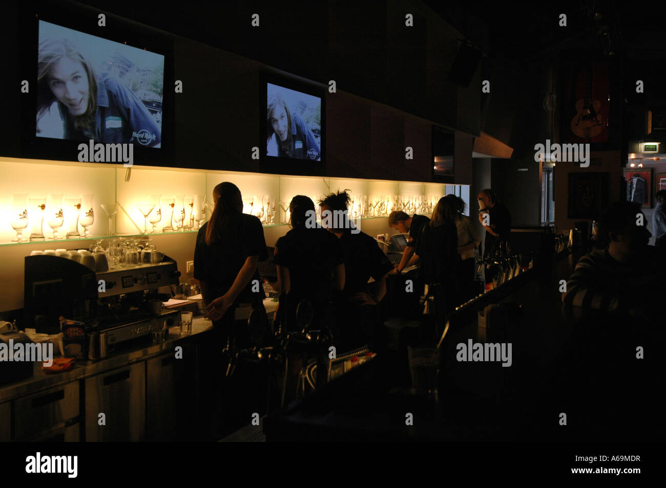 Opening day of first Hard Rock Cafe restaurant in Warsaw, Poland Stock