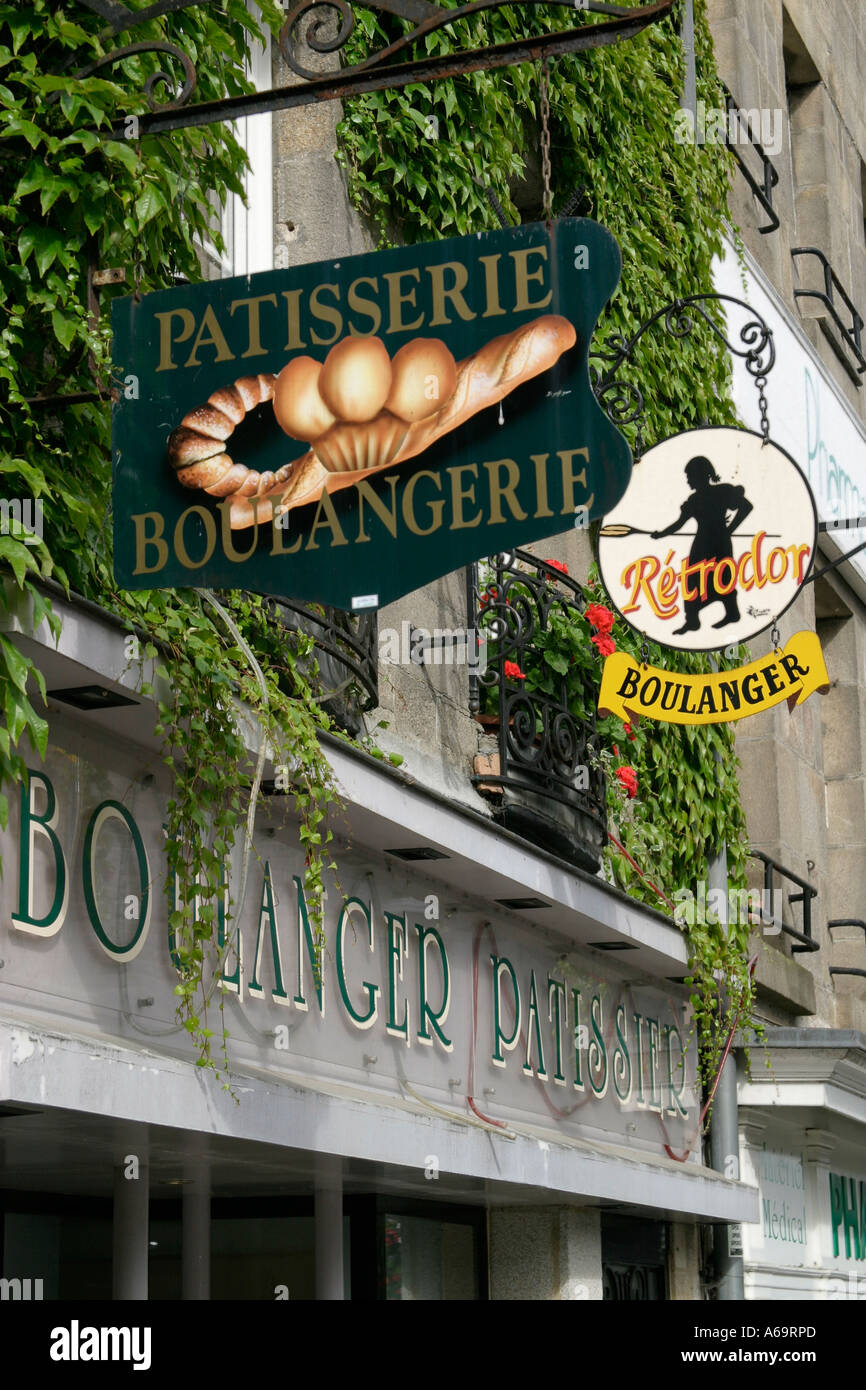 a boulangerie shop in the main square of Guingamp, Brittany, France Stock Photo