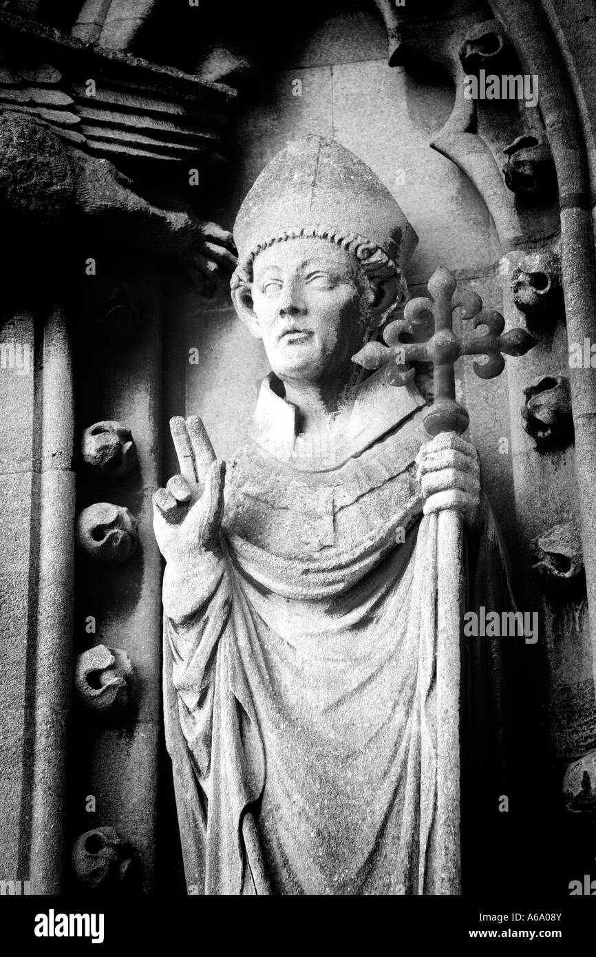 Religious stone sculpture and decorative carvings on the Tower of St