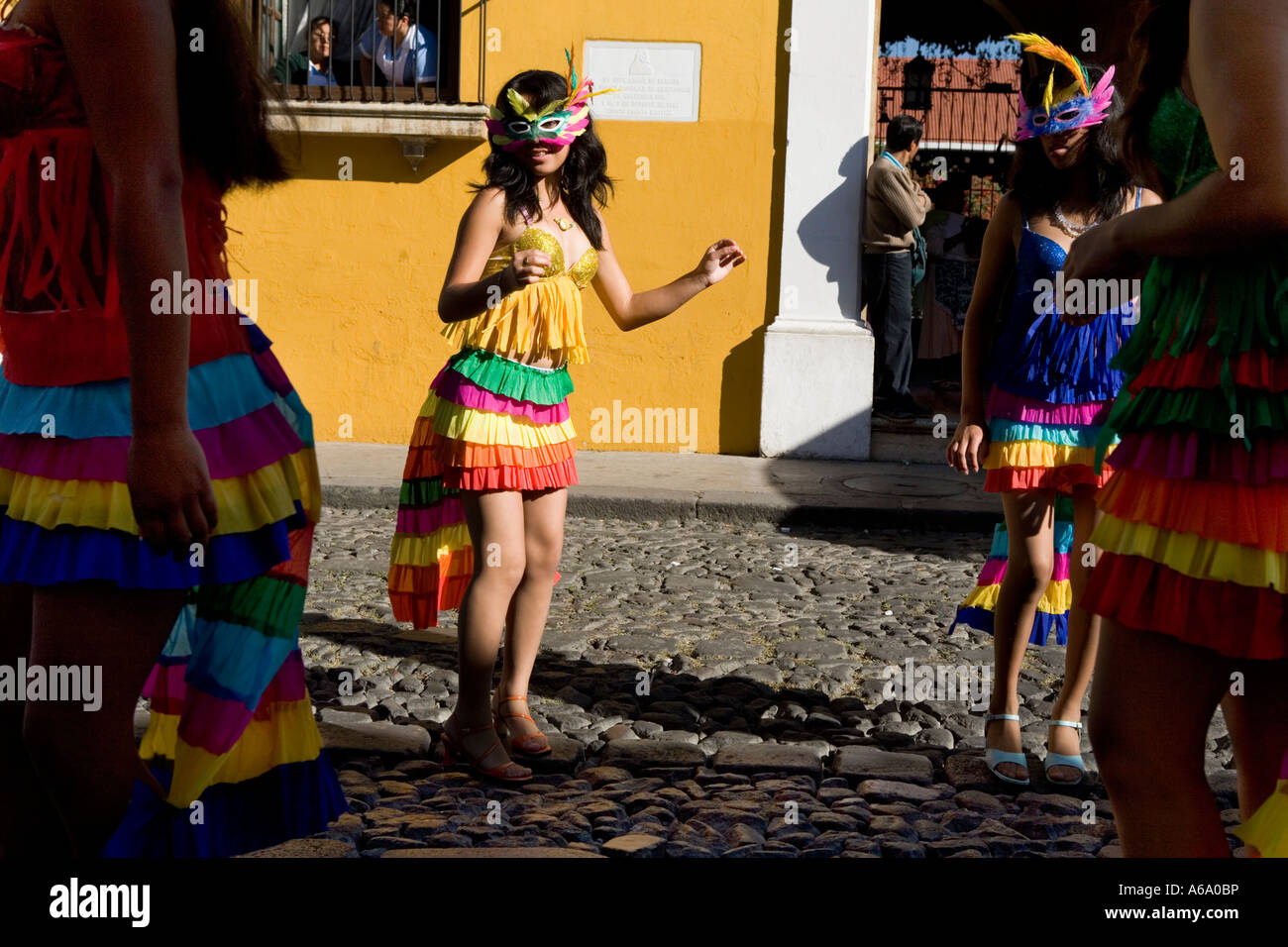 Carnival queens parade colonial capital of Antigua Guatemala Stock Photo