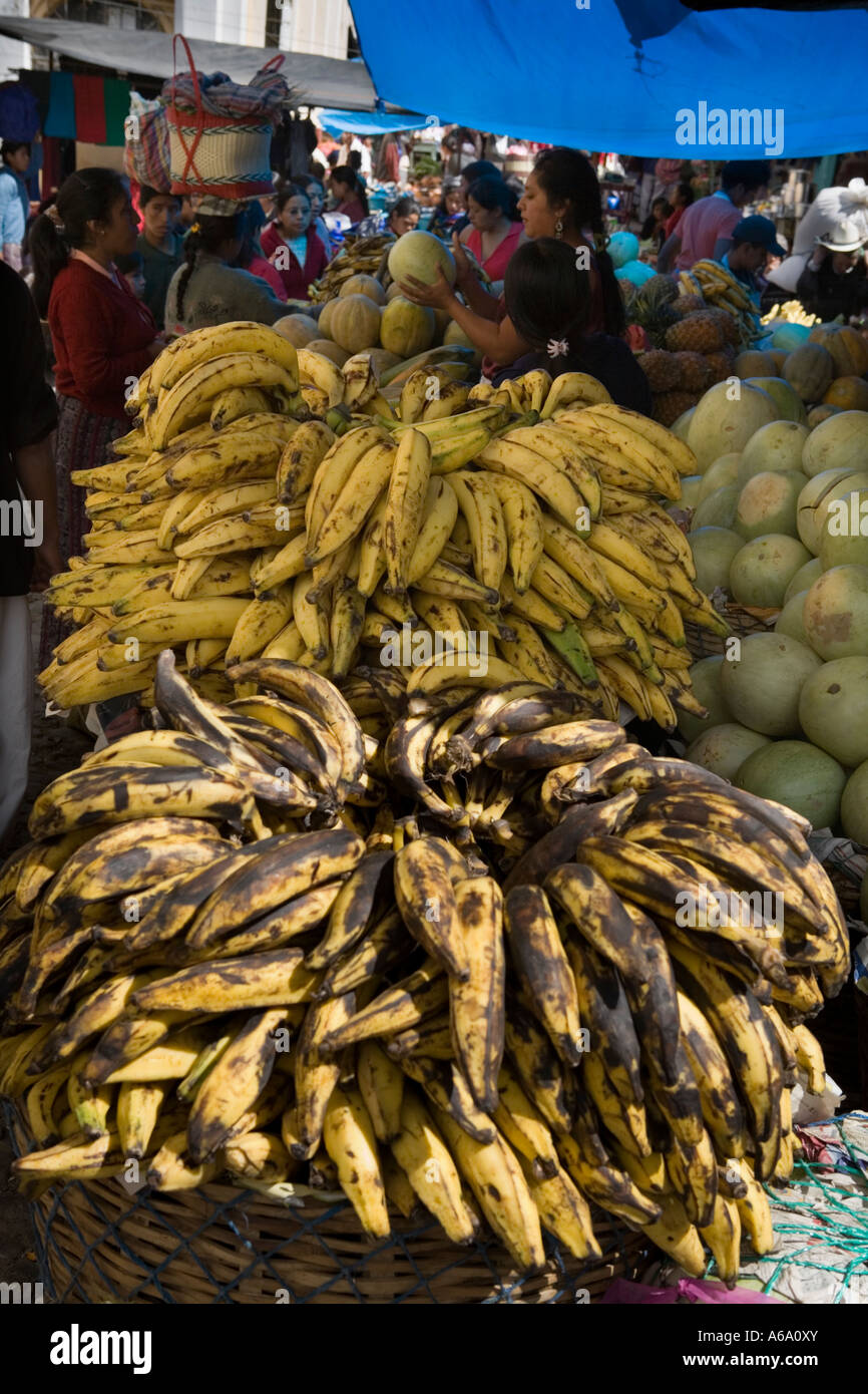 Banana and plantain at Sunday market Momostenango Guatemala Stock Photo