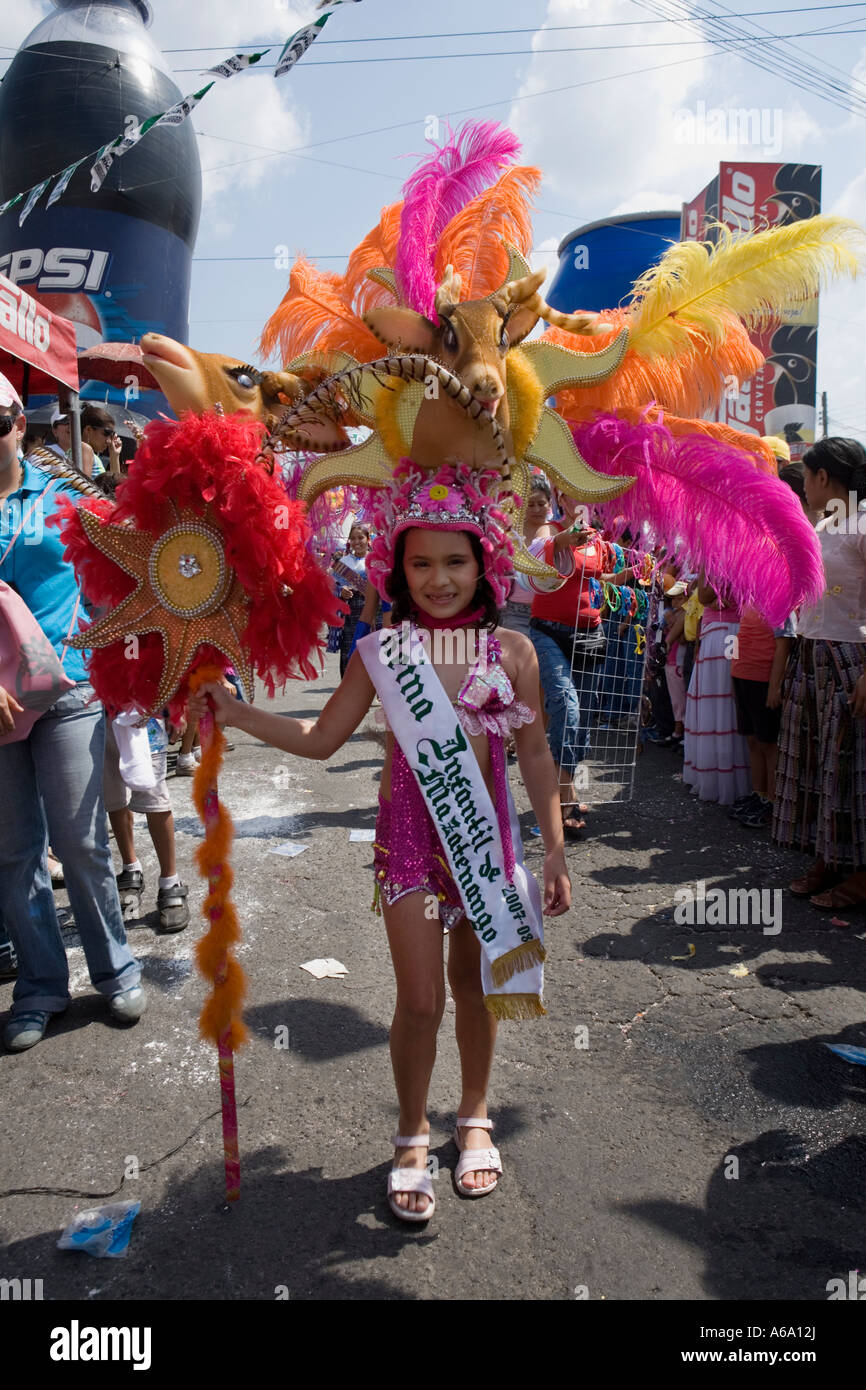 Young queen at Mardi Gras Carnivale Mazetenango Guatemala February 2007 Stock Photo