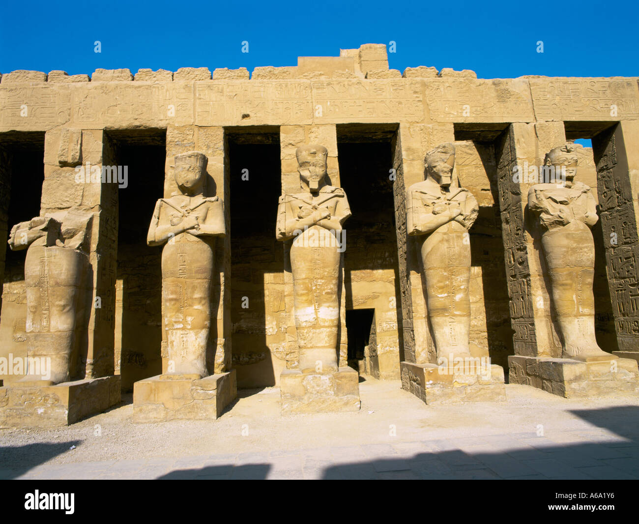 Osiris Karnak Egypt Pillars Portico Of Temple Of Ramses III Stock Photo