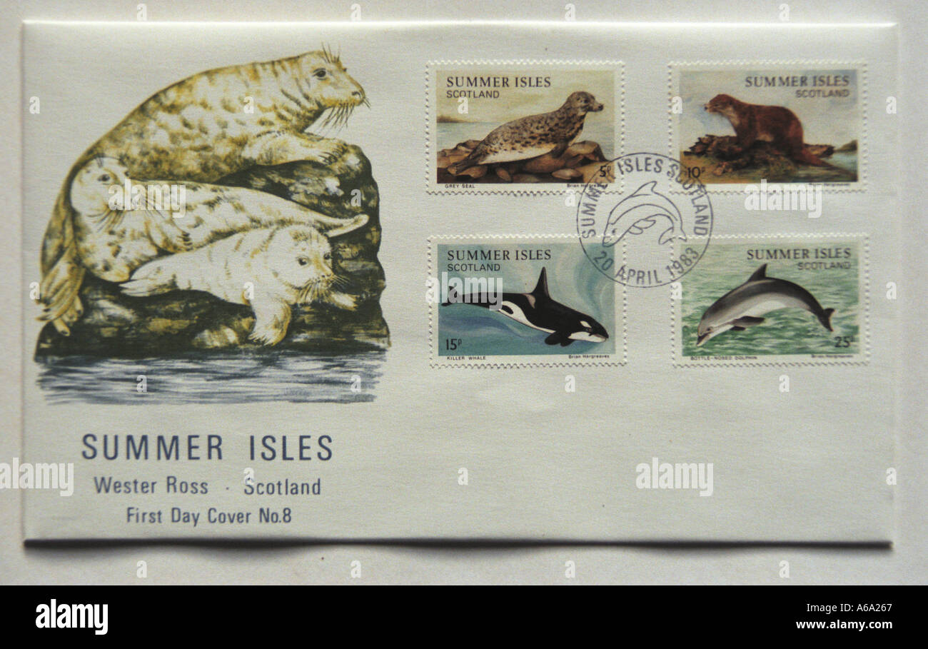 Summer Isles Postal service with its own stamps Wester Ross Scotland UK Boat takes mail to mainland Stock Photo