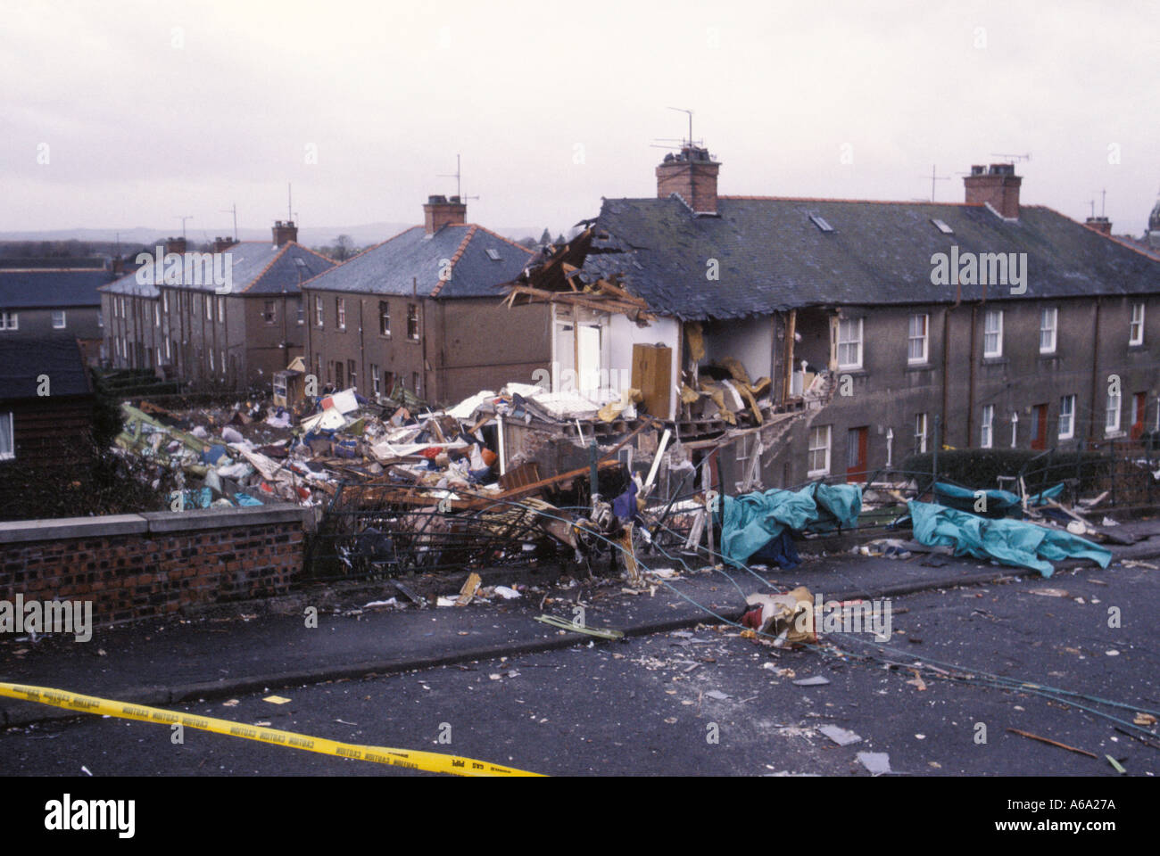 Lockerbie the day after PanAm 103 crashed on the Village Stock Photo