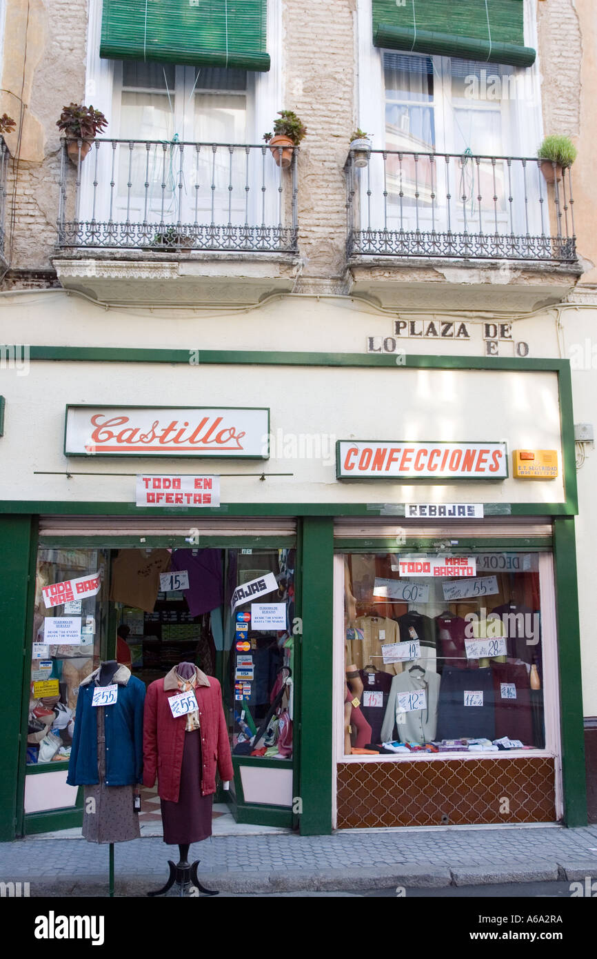 Traditional haberdasher shop in Seville city center, Spain Stock Photo