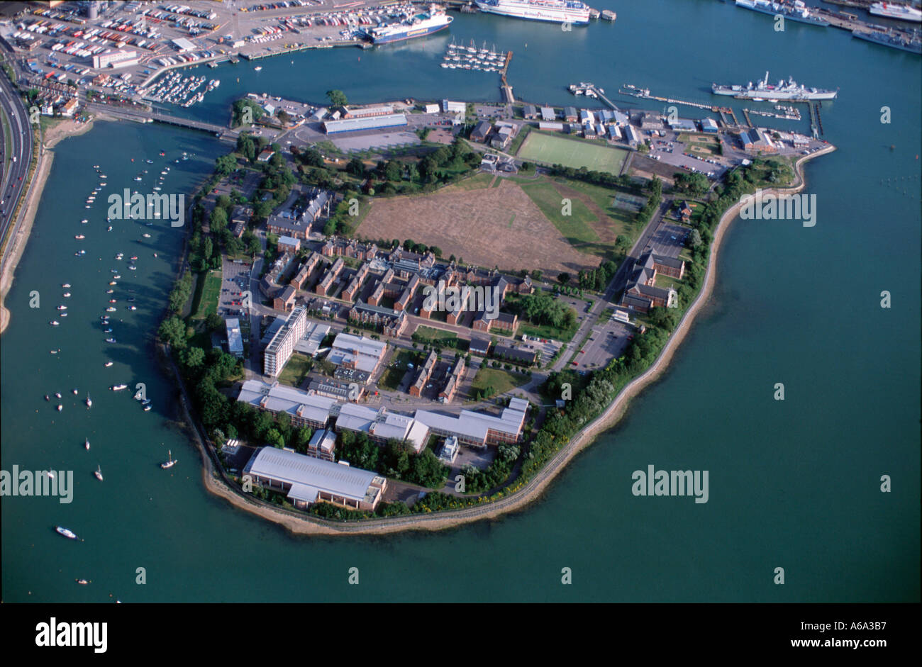 Aerial View Of Whale Island Portsmouth Hampshire UK July 2002 Stock Photo